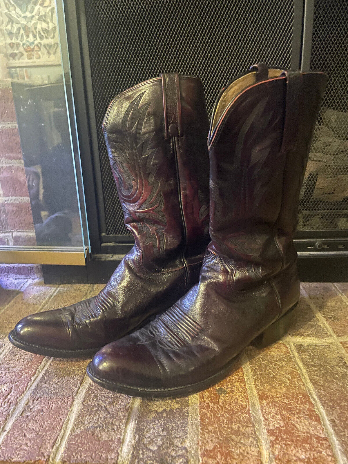 Lucchese Carson Leather Sole Dress Boot, Black Cherry, Style #M1201, Size 12D