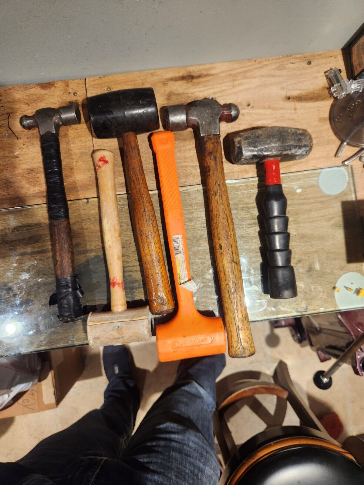 Hammer Lot with Ballpein, Rubber, Deadblow, and Blue Point Sledgehammers