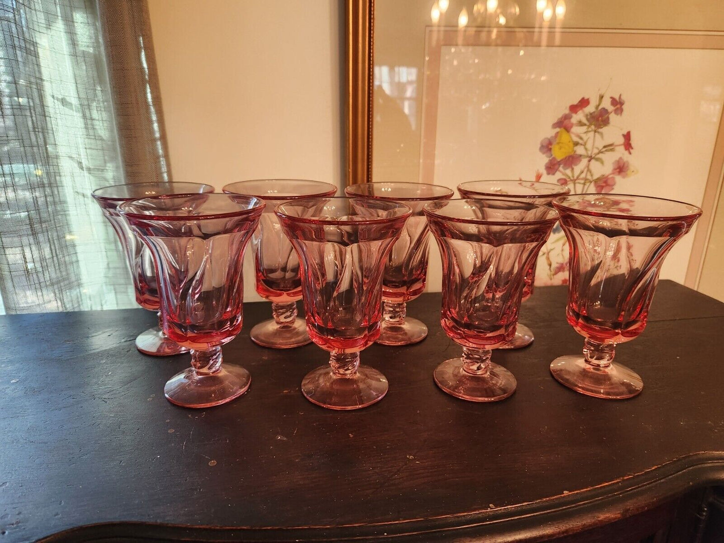 Set of 8 Ice Tea Goblets Pink Fostoria Glassware