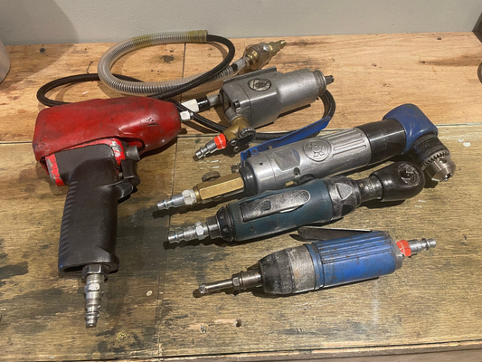 Six Piece Air Tool Lot with Snap-On, Cornwell, and Other Brands